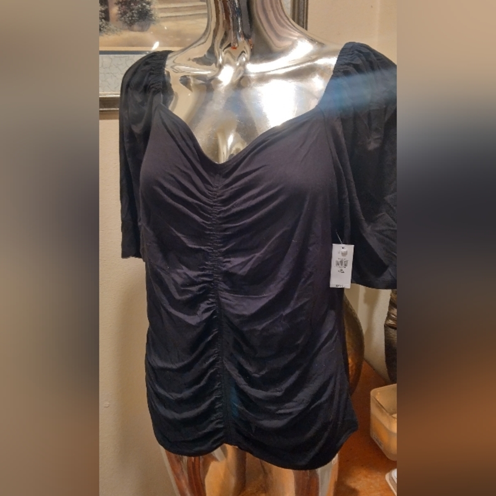 Gap Black Ruched Blouse XL Tall